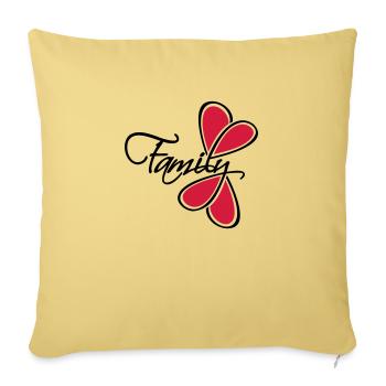 Lettrage Heart Family - Housse de coussin décorative 45 x 45 cm - jaune délavé - Devant