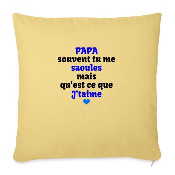 j't'aime papa - Housse de coussin décorative 45 x 45 cm - jaune délavé - Devant