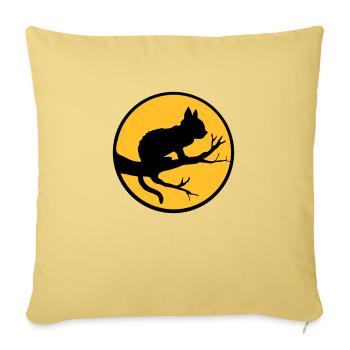 Arbre de lune de chat noir - Housse de coussin décorative 45 x 45 cm - jaune délavé - Devant