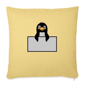 Alberner Penguin behind Schild - Sofa pillowcase 17,3'' x 17,3'' (45 x 45 cm) - washed yellow - Front