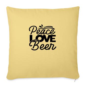 Peace Love Bière - Housse de coussin décorative 45 x 45 cm - jaune délavé - Devant