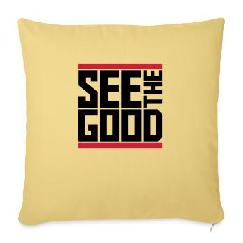 voir la bonne citation - Housse de coussin décorative 45 x 45 cm - jaune délavé - Devant