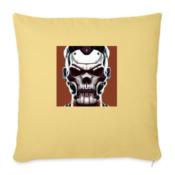 Soldier robot skull of the future - Sofa pillowcase 17,3'' x 17,3'' (45 x 45 cm) - washed yellow - Front