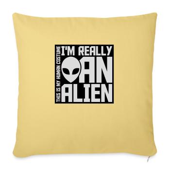 Citation extraterrestre de costume humain - Housse de coussin décorative 45 x 45 cm - jaune délavé - Devant