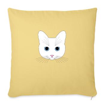 White cat - Sofa pillowcase 17,3'' x 17,3'' (45 x 45 cm) - washed yellow - Front