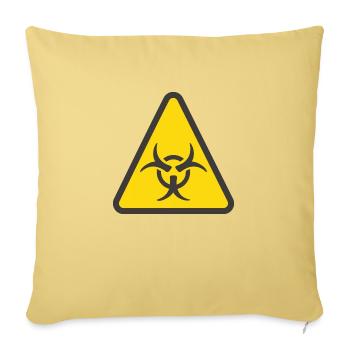 Étiquette de mise en garde jaune danger biologique - Housse de coussin décorative 45 x 45 cm - jaune délavé - Devant