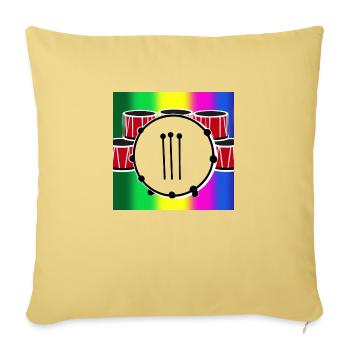 Drums in front of rainbow - Sofa pillowcase 17,3'' x 17,3'' (45 x 45 cm) - washed yellow - Front