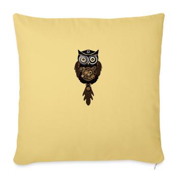Steampunk Owl with Machine Clock - Sofa pillowcase 17,3'' x 17,3'' (45 x 45 cm) - washed yellow - Front