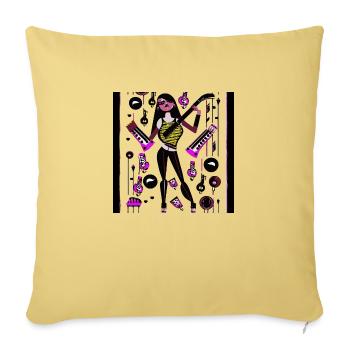 Fille de la musique - Housse de coussin décorative 45 x 45 cm - jaune délavé - Devant