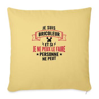 je suis bricoleur / cadeau humour bricoleur - Housse de coussin décorative 45 x 45 cm - jaune délavé - Devant