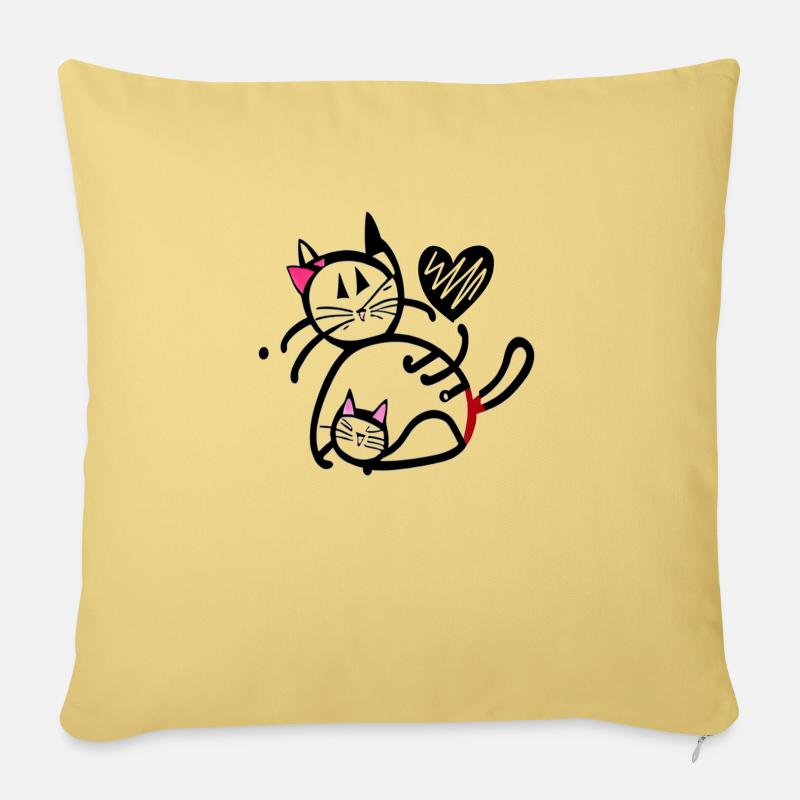 Chat - Cat - Chaton - Housse de coussin décorative 45 x 45 cm - jaune délavé