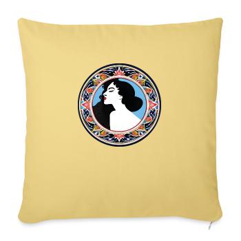 Badge Femme ArtNouvaue 06 01 - Housse de coussin décorative 45 x 45 cm - jaune délavé - Devant