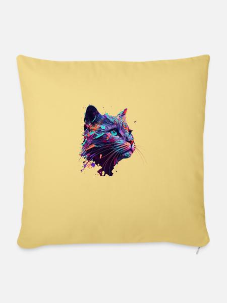 Psychedelische Katze - Sofakissenbezug 45 x 45 cm - Hellgelb