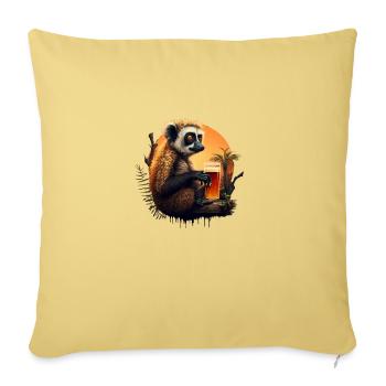 Lémurien frais dans la jungle Bière et coucher de soleil - Housse de coussin décorative 45 x 45 cm - jaune délavé - Devant