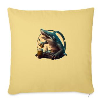 Cool DJ shark with beats and beer - Sofa pillowcase 17,3'' x 17,3'' (45 x 45 cm) - washed yellow - Front
