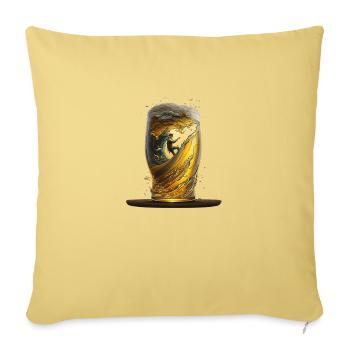 Beer glass with surfer on wave - Sofa pillowcase 17,3'' x 17,3'' (45 x 45 cm) - washed yellow - Front