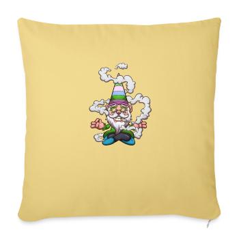 Drôle de gnome Fumer un joint - Housse de coussin décorative 45 x 45 cm - jaune délavé - Devant