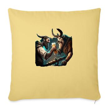 Seeman se bat pour sa bière. Motif cool - Housse de coussin décorative 45 x 45 cm - jaune délavé - Devant