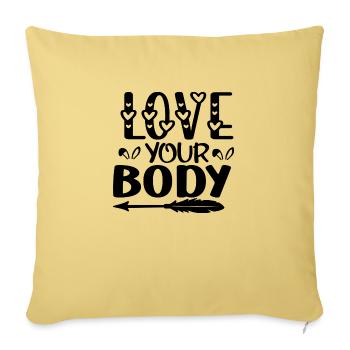 Aimez votre corps - Housse de coussin décorative 45 x 45 cm - jaune délavé - Devant