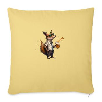 Renard occasionnel avec de la bière - Housse de coussin décorative 45 x 45 cm - jaune délavé - Devant