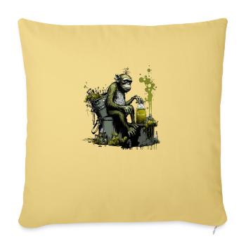 Chimpanzees in front of the brewing kettle, special brow - Sofa pillowcase 17,3'' x 17,3'' (45 x 45 cm) - washed yellow - Front