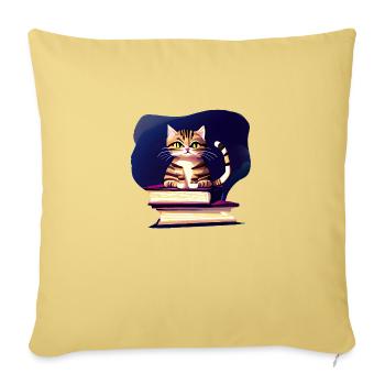 Read Book Domestic Cat Cat Books Cat Cat Kitten - Sofa pillowcase 17,3'' x 17,3'' (45 x 45 cm) - washed yellow - Front