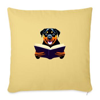 Dogs Books Rottweiler Read Dog Owner Dog - Sofa pillowcase 17,3'' x 17,3'' (45 x 45 cm) - washed yellow - Front