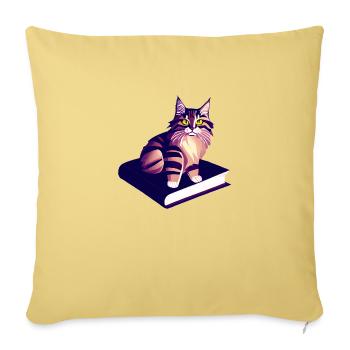 Kitten Read Cat Books Cat Book Domestic Cat - Sofa pillowcase 17,3'' x 17,3'' (45 x 45 cm) - washed yellow - Front