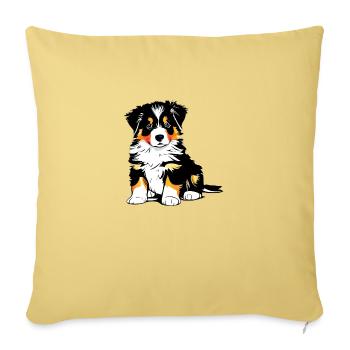 Chien Chiot Propriétaire de chien Berger australien - Housse de coussin décorative 45 x 45 cm - jaune délavé - Devant