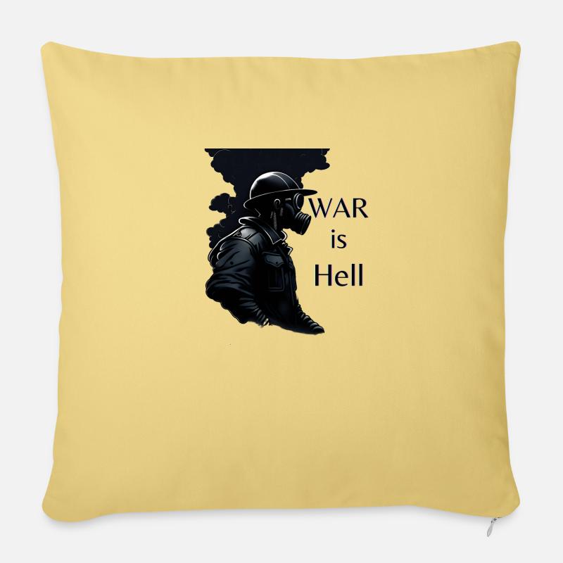 La guerre, c’est l’enfer - Housse de coussin décorative 45 x 45 cm - jaune délavé
