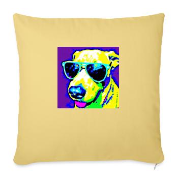 Cool dog with sunglasses style - Sofa pillowcase 17,3'' x 17,3'' (45 x 45 cm) - washed yellow - Front