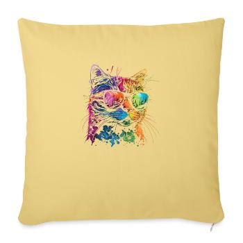Watercolor Cat Cool Cat - Sofa pillowcase 17,3'' x 17,3'' (45 x 45 cm) - washed yellow - Front