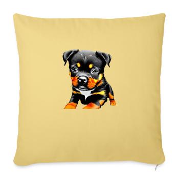 Rottweiler Propriétaire Rottweiler Puppy Dog Propriétaire - Housse de coussin décorative 45 x 45 cm - jaune délavé - Devant