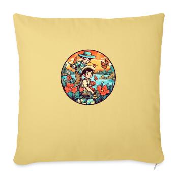 Father and son fishing on Father's Day - Sofa pillowcase 17,3'' x 17,3'' (45 x 45 cm) - washed yellow - Front
