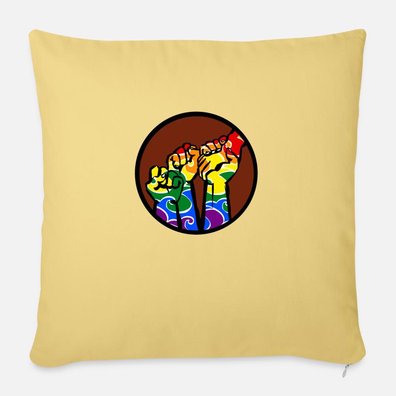 Poings4b LGBT - Housse de coussin décorative 45 x 45 cm - jaune délavé