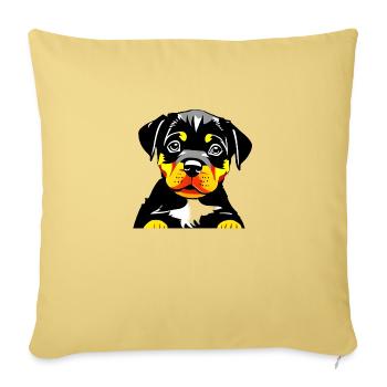 Chiot Rottweiler Chiens Chien Rottweiler Chiot - Housse de coussin décorative 45 x 45 cm - jaune délavé - Devant