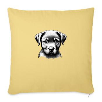 Labrador, propriétaire du chiot Labrador Retriever - Housse de coussin décorative 45 x 45 cm - jaune délavé - Devant