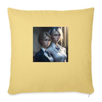 Belles filles manga - Housse de coussin décorative 45 x 45 cm - jaune délavé - Devant