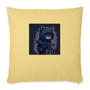 Chat à vélo - Housse de coussin décorative 45 x 45 cm - jaune délavé - Devant