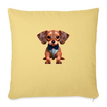 Dogs Dachshund with suit Dog Dachshund puppy - Sofa pillowcase 17,3'' x 17,3'' (45 x 45 cm) - washed yellow - Front