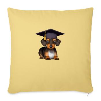 Bachelor Dachshund Graduation University - Sofa pillowcase 17,3'' x 17,3'' (45 x 45 cm) - washed yellow - Front