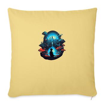 Rêve urbain : un paysage urbain onirique - Housse de coussin décorative 45 x 45 cm - jaune délavé - Devant