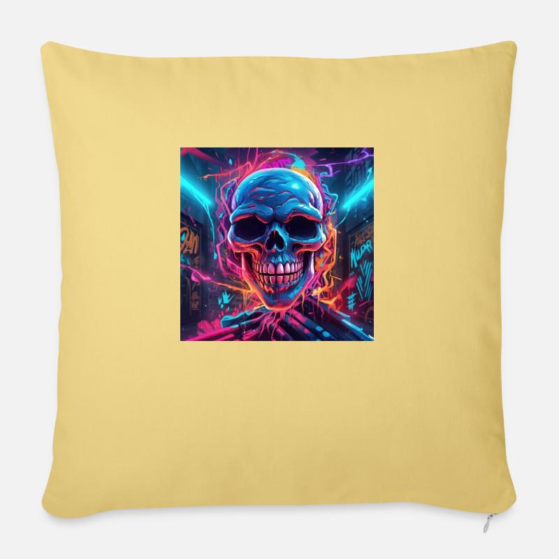 Elektro Skull Graffiti - Sofakissenbezug 45 x 45 cm - Hellgelb