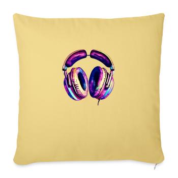 Headphones Musicians Gamers Singing Singers Listening to music - Sofa pillowcase 17,3'' x 17,3'' (45 x 45 cm) - washed yellow - Front