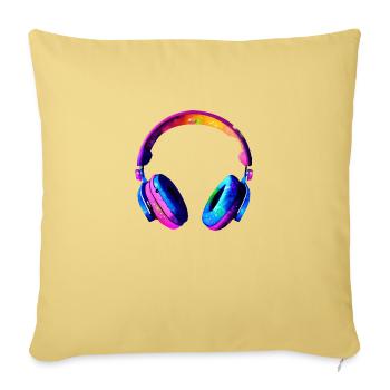 Casque Écouter de la musique Musicien chantant Gamer Singer - Housse de coussin décorative 45 x 45 cm - jaune délavé - Devant