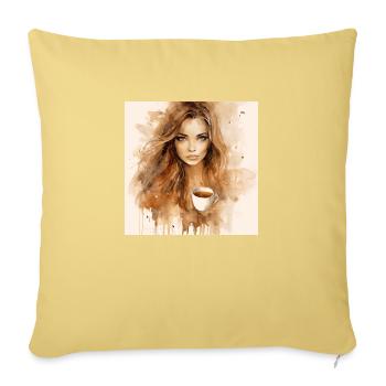 Coffee Bliss: Beautiful Brown Watercolor of a - Sofa pillowcase 17,3'' x 17,3'' (45 x 45 cm) - washed yellow - Front