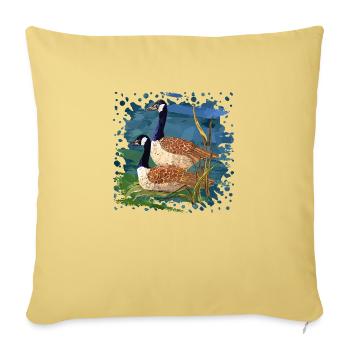 Oiseaux - Housse de coussin décorative 45 x 45 cm - jaune délavé - Devant