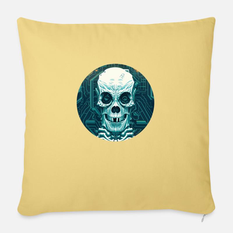 Cyber -Skull - Sofa pillowcase 17,3'' x 17,3'' (45 x 45 cm) - washed yellow