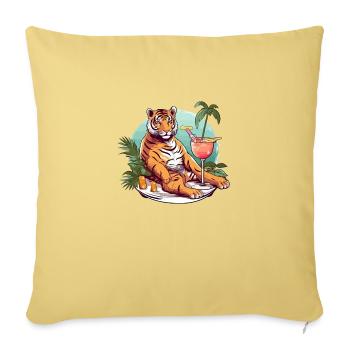 Liko le tigre reelax - Housse de coussin décorative 45 x 45 cm - jaune délavé - Devant