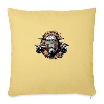 Avion transport requin - Housse de coussin décorative 45 x 45 cm - jaune délavé - Devant